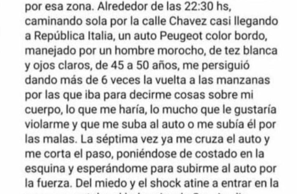 Una joven denunció en Facebook que un hombre quiso subirla a un auto por la fuerza