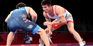 Agustín Destribats en Tokio 2020. El cordobés no pudo contra el cuarto favorito del torneo. (Foto: Piroschka Van De Wouw/Reuters)