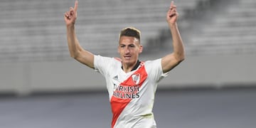 Braian Romero marcó el 1-0 de River ante Unión.