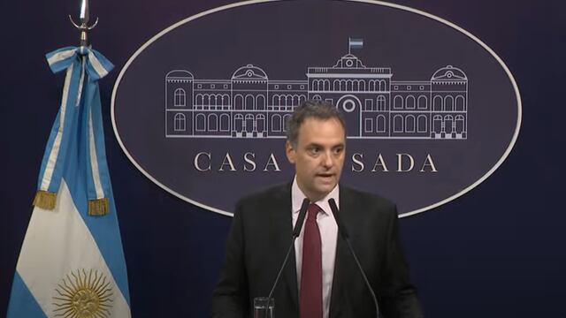 Manuel Adorni en su conferencia de prensa de este jueves.