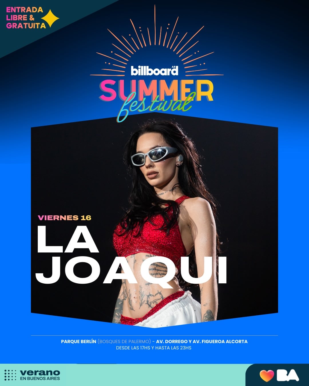 La Joaqui y Los Palmeras gratis en Palermo este finde: horarios y cómo llegar al Billboard Summer Festival