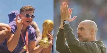 Pep Guardiola se mostró feliz por contar con Julián Álvarez en sus filas.