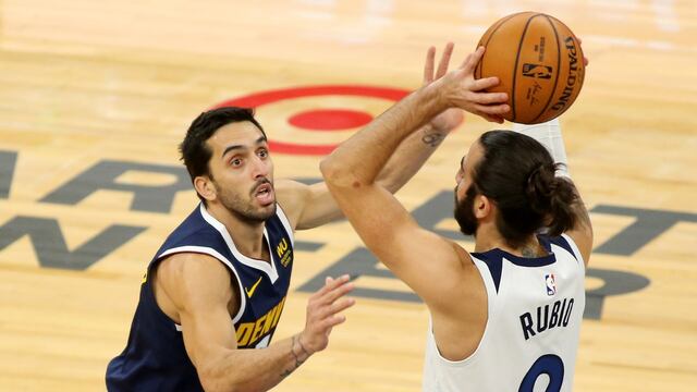 El cordobés Facundo Campazzo tuvo una gran actuación en la NBA ante Minnesota Timberwolves, equipo contra el que anotó 13 puntos. (AP Photo/Andy Clayton-King)