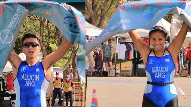 Triatlón del Lago: Ibrahim Alucim y Moira Miranda son campeones argentinos.
