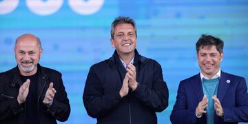 Mario Secco, Sergio Massa y Axel Kicillof.