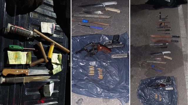 Secuestraron armas y municiones en colectivos donde viajaban los hinchas de Godoy Cruz (Prensa Ministerio de Seguridad)