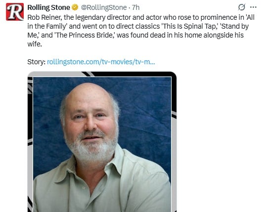 Medios internacionales informan sobre el asesinato de Rob Reiner y Michele Reiner.