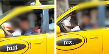 Un chofer de un taxi manejaba con su hijo a upa y ya perdió la licencia. (Captura de video)