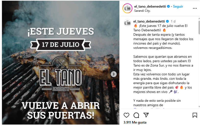 Vuelve El Tano Debenedetti: la icónica parrilla libre de Sarandí reabre este 17 de julio tras la polémica
