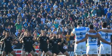 Una postal de lo que fue en Mendoza el partido entre Los Pumas y los All Blacks, el 8 de julio de 2023.