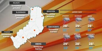 Vuelve la inestabilidad y el mal tiempo en Misiones.