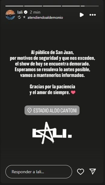 Amenaza de bomba en un show de Lali