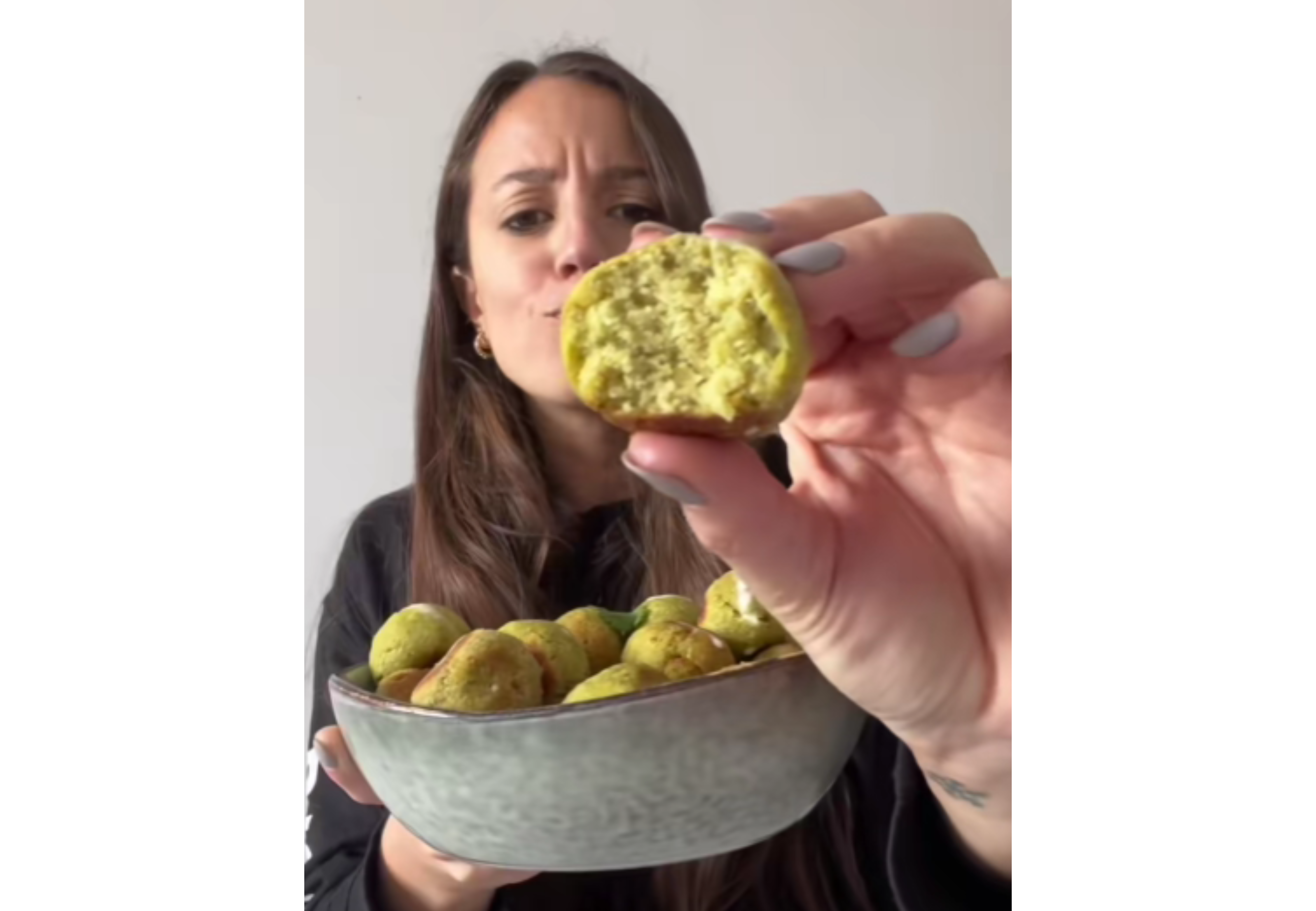 Así queda el falafel por dentro.