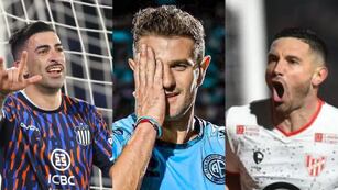 Michael Santos, Pablo Vegetti y Adrián Martínez, con 37 goles en total. Goleadores puros (La Voz).