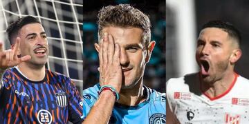 Michael Santos, Pablo Vegetti y Adrián Martínez, con 37 goles en total. Goleadores puros (La Voz).