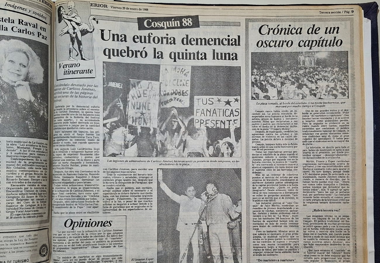 A 38 años de la primera presentación de La Mona Jiménez en Cosquín. (Archivo / La Voz)