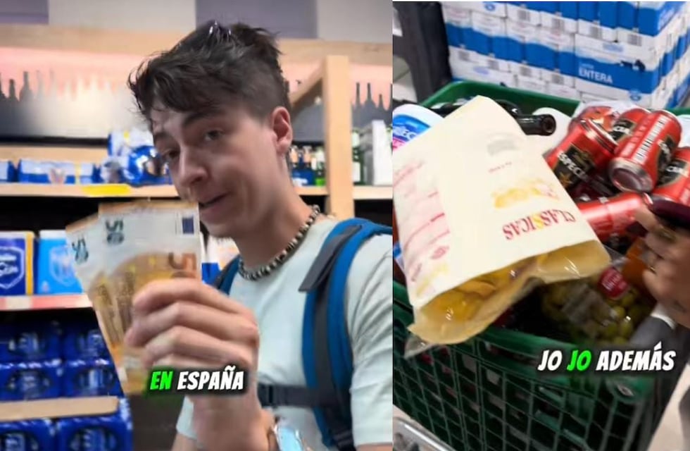 Es argentino y mostró todo lo que compró en un supermercado de España con 100 euros: “Yo no miento”