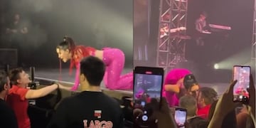 La cantante besó a un cordobés en el marco de su show en Plaza de la Música.