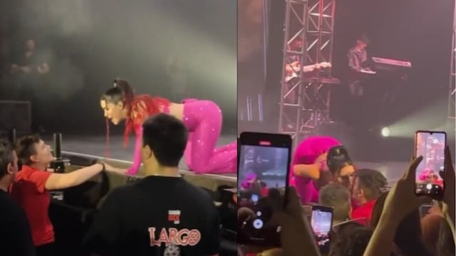 La cantante besó a un cordobés en el marco de su show en Plaza de la Música.