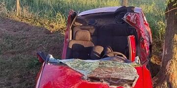 El auto que sufrió el accidente fatal en la ruta 70.