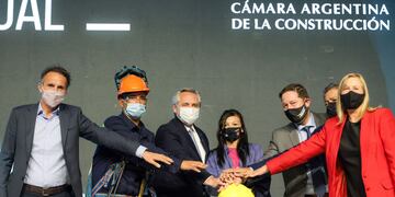 Alberto Fernández en el acto de la Cámara de la Construcción. (Presidencia)