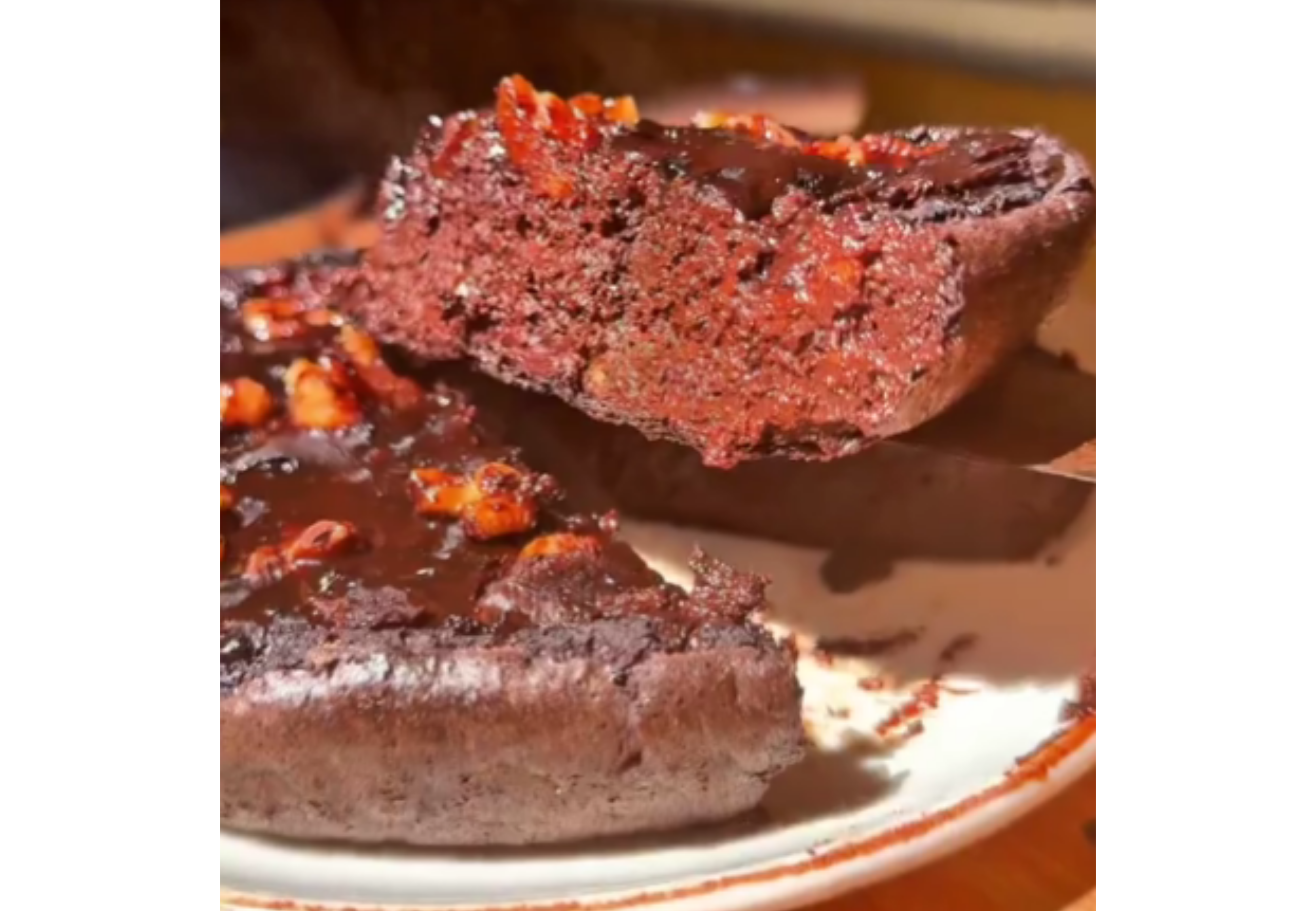 Así queda el brownie por dentro.