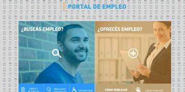 La pantalla dividida del Portal de Empleo, con entradas para quienes buscan y para quienes ofrecen trabajo.