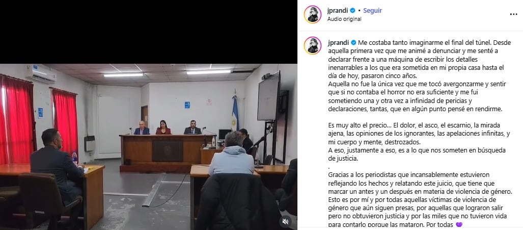 Julieta Prandi se refirió a la condena de Claudio Contardi.