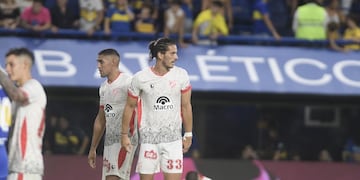 Con su gol, el uruguayo Joaquín Varela comenzó a construir un festejo inolvidable de Instituto ante Boca (Federico López Claro / La Voz)