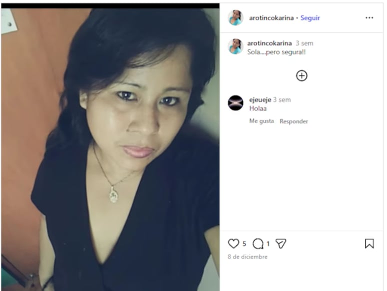 El posteo de la joven que murió degollada en la vía pública.