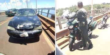 Posadas: gendarme resultó herido tras ser impactado por un vehículo en el puente internacional.