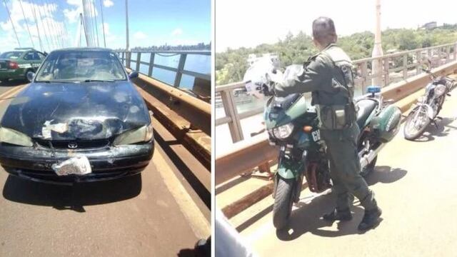 Posadas: gendarme resultó herido tras ser impactado por un vehículo en el puente internacional.