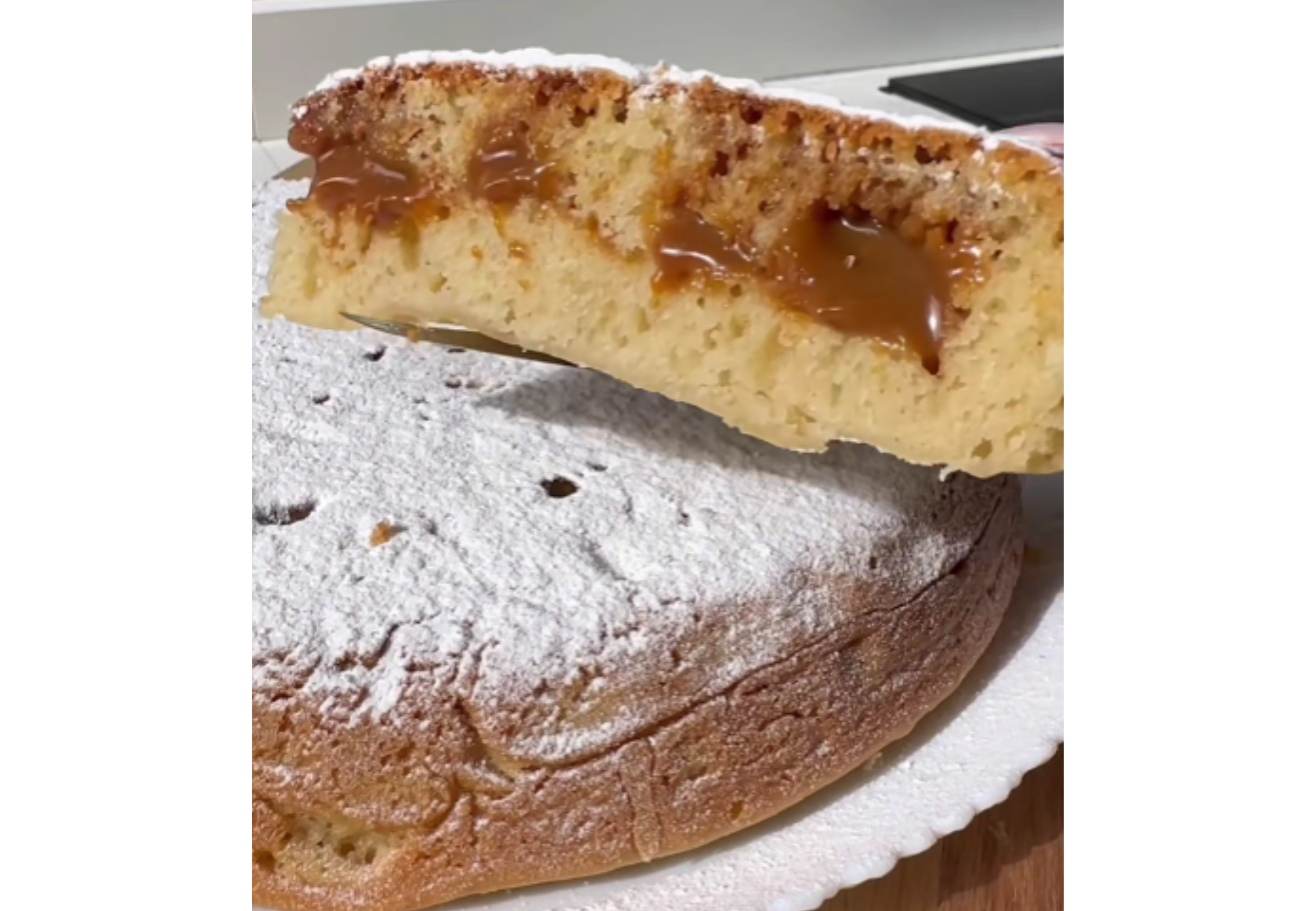Así queda la torta matera rellena.