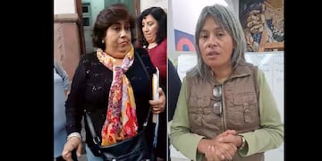 Silvia Vélez y Mercedes Sosa, secretarias generales de la ADEP y el CEDEMS, los principales sindicatos de la educación, de Jujuy.