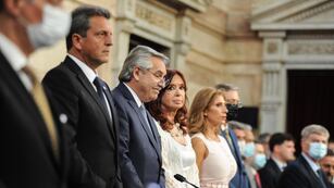 El presidente Alberto Fernández en la apertura de sesiones de 2022 junto a Cristina Kirchner y Sergio Massa (Foto: Federico López Claro)