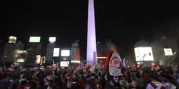 Los festejos de River en el Obelisco.