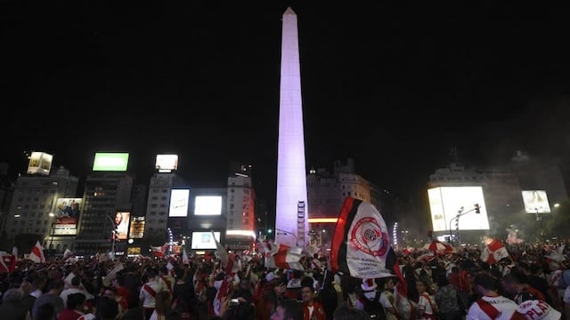 Los festejos de River en el Obelisco.