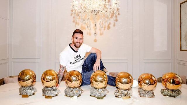 Lionel Messi y sus siete balones de oro.