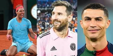Lionel Messi, Rafael Nadal y Cristiano Ronaldo
