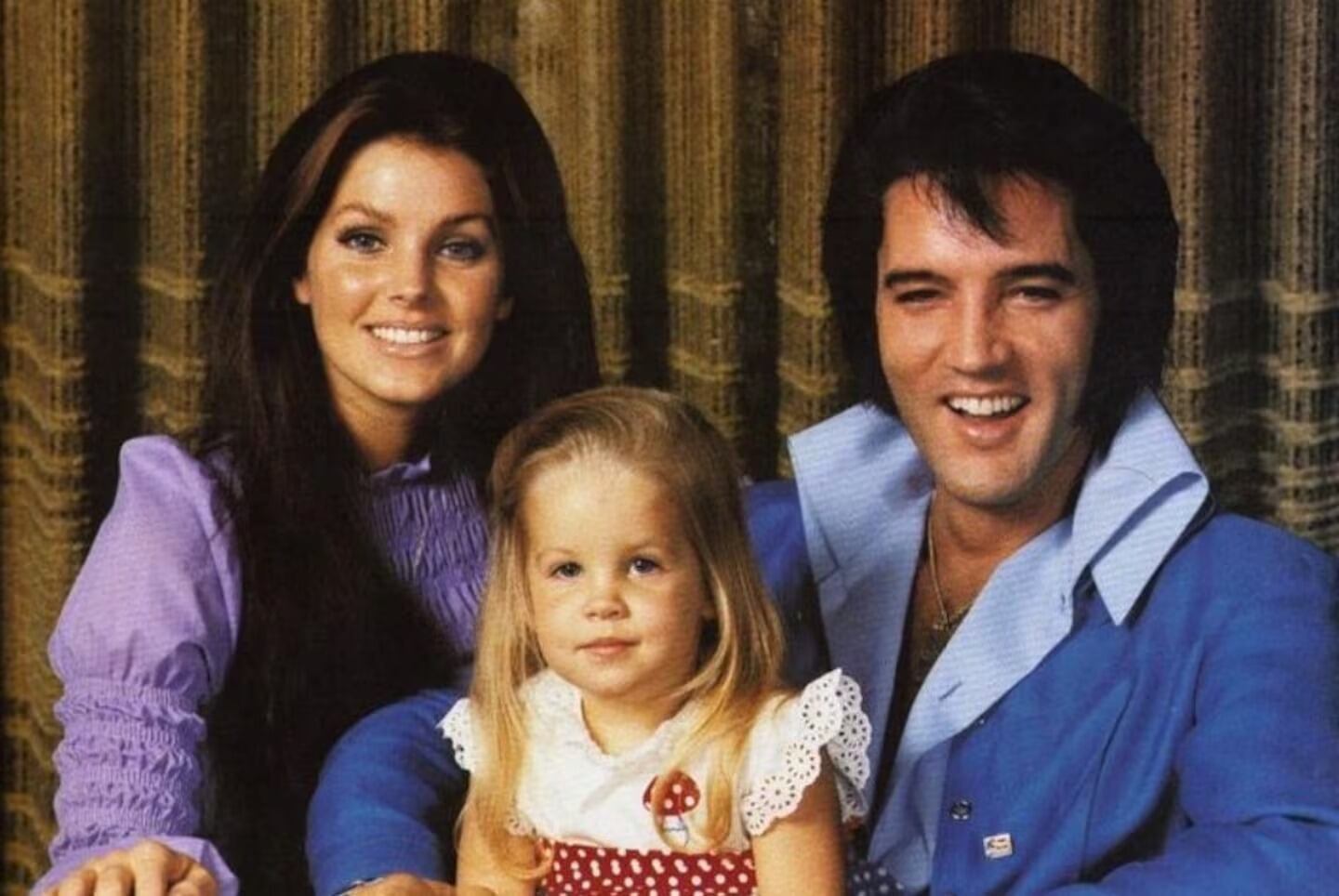 Elvis Presley y Priscilla Presley con Lisa, su única hija.