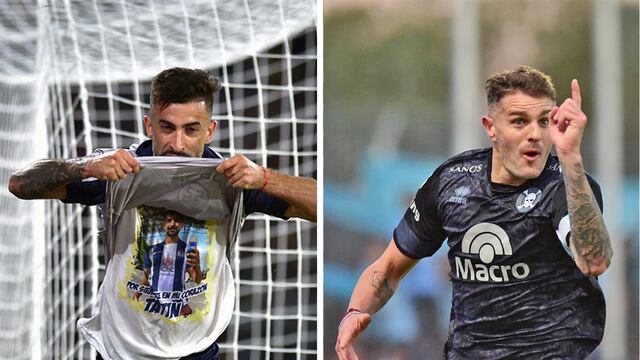 Michael Santos y Pablo Vegetti, delanteros de Talleres y Belgrano, respectivamente. Y goleadores en Primera (Fotos de Federico López Claro y Facundo Luque).