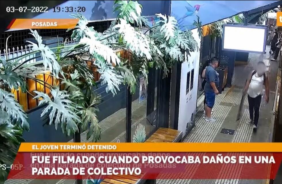 Violento terminó detenido tras provocar daños en una parada de colectivos