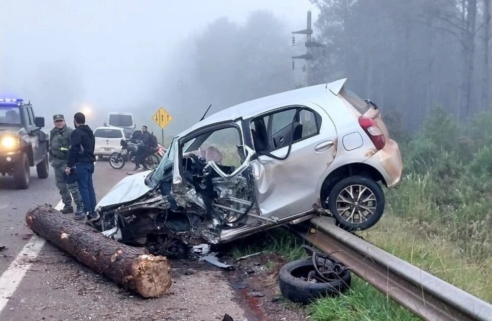 San Ignacio: camión con rollos de pino perdió su carga causando un siniestro vial