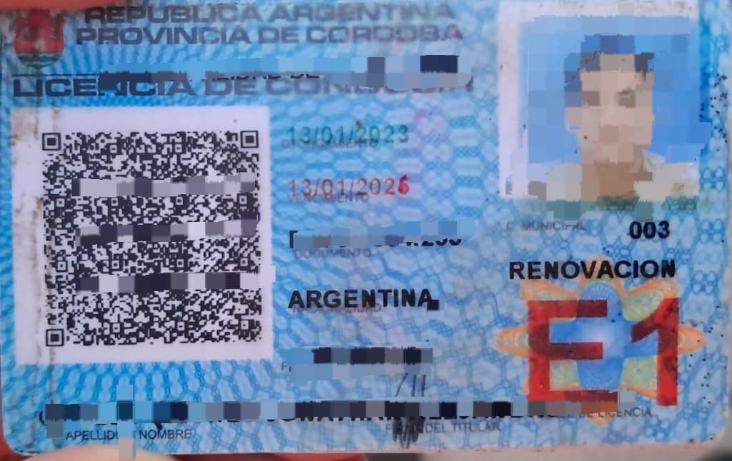 La licencia de conducir secuestrada.