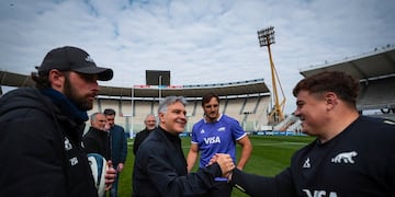 El gobernador Martín Llaryora acompañó a Los Pumas, en la antesala del cruce con los All Blacks (Gentileza)
