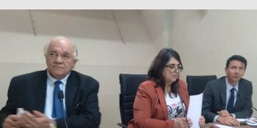 Juan Bautista Bueno, Silvina Rosso de Balanza y Maximiliano Blejman, los jueces que decidirán sobre el futuro de Exequiel Contreras, acusado de abuso sexual y homicidio.