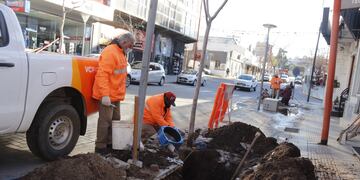 Servicio Municipal de Agua. Reparación de un caño averiado en el Centro Oeste.