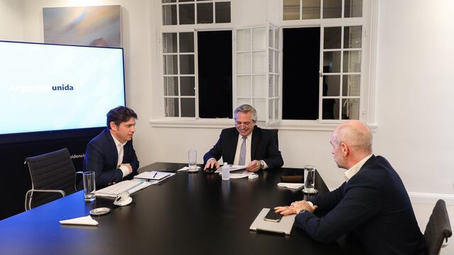 Axel Kicillof, Alberto Fernández y Horacio Rodríguez Larreta. (Twitter)