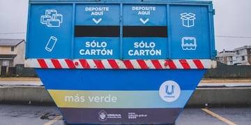 La Municipalidad de Ushuaia colocó contenedores para la recolección de cartón en las sucursales del supermercado La Anónima del barrio Río Pipo y en el shopping.