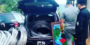 Un hombre fue detenido por transportar cables de alta tensión en Caraguatay.